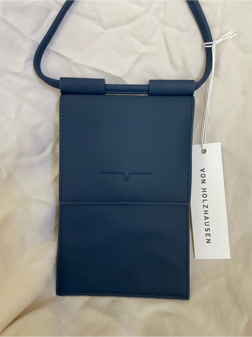 NWT von Holzhausen The Micro Bag - Vegan Leather Phone Wallet Crossbody - Navy